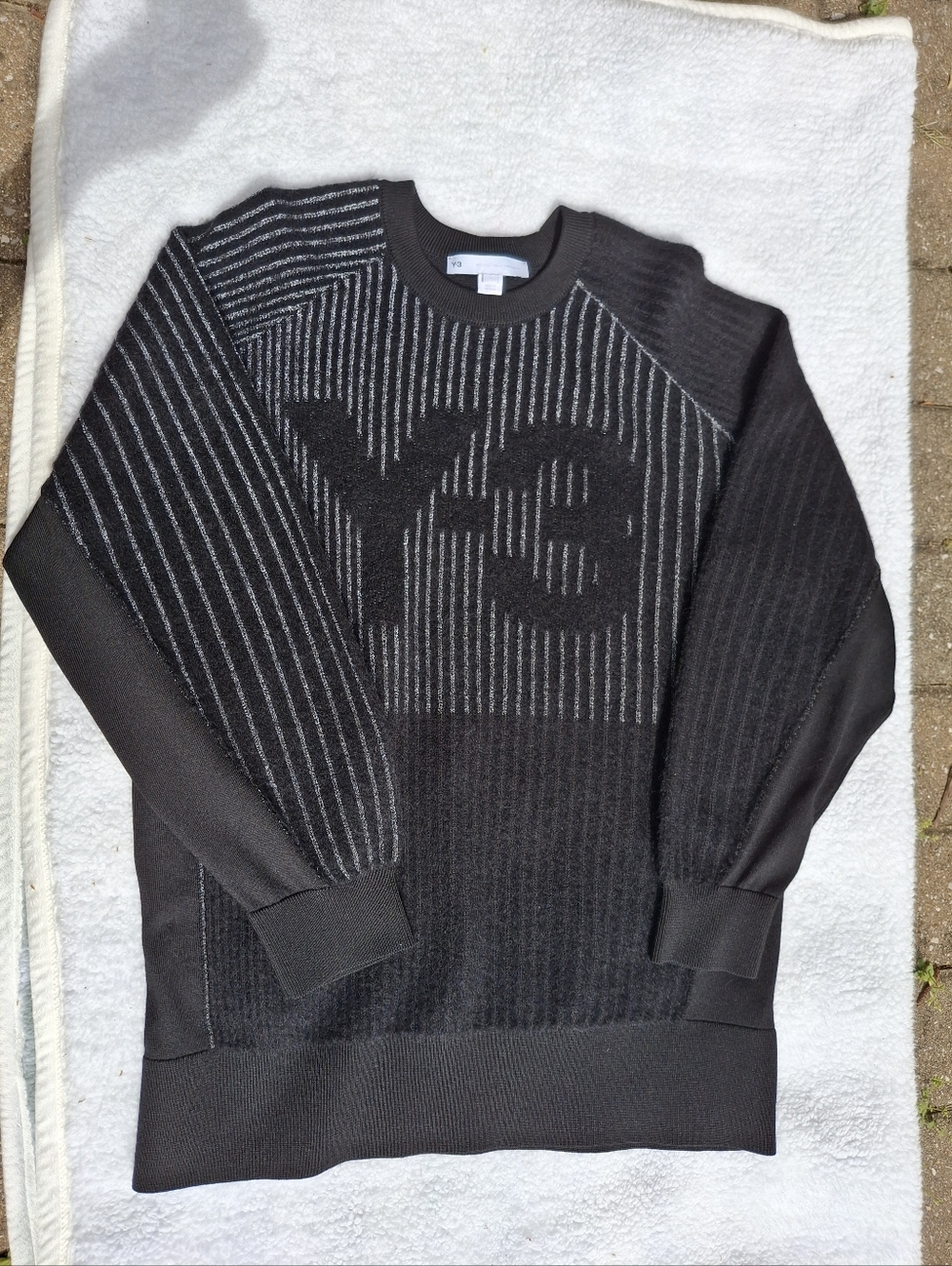 Y-3 Yohji Yamamoto Adidas Reflective Logo Knit Sweater - Size Large